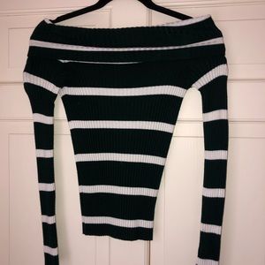 Strip Green Form Fitting Sweater